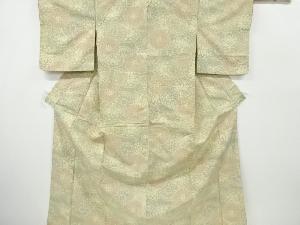 アンティーク　花模様織り出し手織り紬着物
